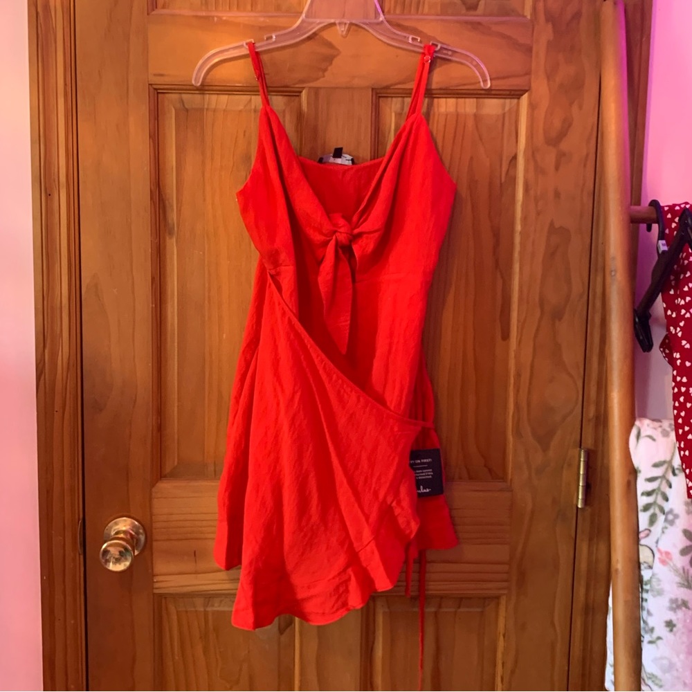 Lulu’s Red Front Wrap Mini Dress
